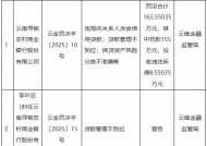 南寻甸农村商业银行被罚超163万元：违规向关系人发放信用贷款 贷款管理不到位等